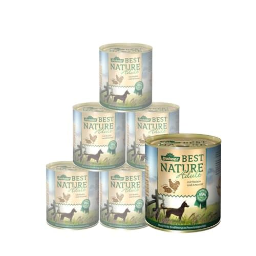 Dehner Best Nature Hundefutter Adult, Huhn und Kaninchen mit Nudeln, 6 x 800 g (4.8 kg)