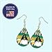 St. Patrick's Day Shamrock Gnome Green & Gold Teardrop Dangle Earrings Cute Spring Jewelry Gift for Women Mom Handmade by The Painted Pug (Gnome Green Gold) (Gnome Beer)