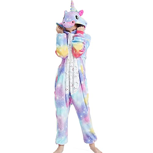 LIAOPUFUS Combinaison de Nuit pour Femme Unisex Animal Costume Cosplay Combinaison Pyjama Polaire ou Déguisement Chaud d'hiver (tj Licorne,XL)