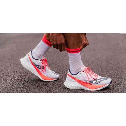 Meia de Compressão Para Corrida Cano Médio - Run Hi V4 (Branca/Vermelha, T2)