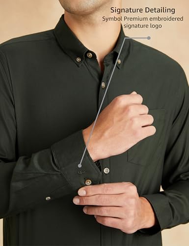Image of Symbol Premium Men Stylish Solid All Day Fresh Buttondown Casual Shirt - Regular Fit | Plain | Full Sleeve | Cotton Semi Formal Wear (Available in Plus Size & Combo Pack)
