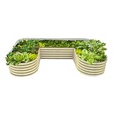 17' Tall U-Shape Raised Garden Bed Metal Raised Planter Bed for Vegetables Flowers Ground Planter Box, Standard Size, Pearl White