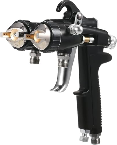 Image of Spray Gun With Double Nozzle | Chrome Dual Head Pneumatic Sprayer | Professional Painting Tools | Pack of 1