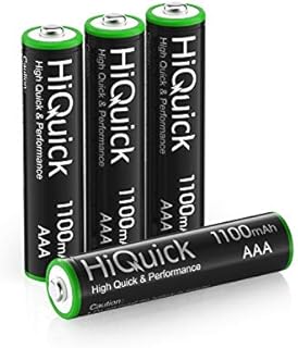 HiQuick Rechargeable Batteries AAA 1100mAh High Capacity Performance 1.2V, Per-charged Ni-MH AAA Solar Light Battery Pack of 4