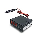 Auto Ladegerät, 12V/24V Multi Port USB Auto Ladegerät, 60W Gesamtausgang, mit LED Notlicht, 3 USB Auto Ladegeräte+2 C-Port