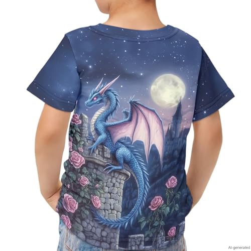 Image of WELLFLYHOM Kids Tshirts Girls Boys Short Sleeve Crewneck Tees Shirts Casual Sport Pullover Tops Size 3-16 Years