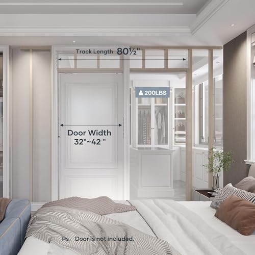 FINOSEN 7FT Sliding Pocket Door Hardware Track Kit,Aluminum,Commercial Grade,Top Mount,Heavy Duty,Smoothly and Quite,Easy to Install for 32"-42" Door(Door is not Included) by FINOSEN - Image 2