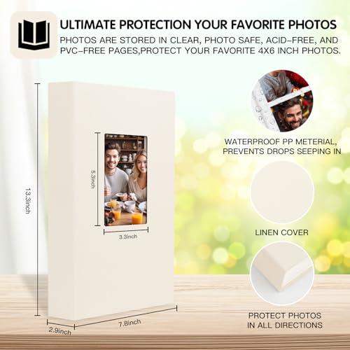 Xfveiwoo 360 POCKETS 4X6 PHOTO ALBUM Photo Album 4X6 360 Photos, Large Capacity 4X6 Photo Album Linen Cover With Front Window, 4X6 Picture Album, 360 Photos 4X6 Photo Album Book thumb #6