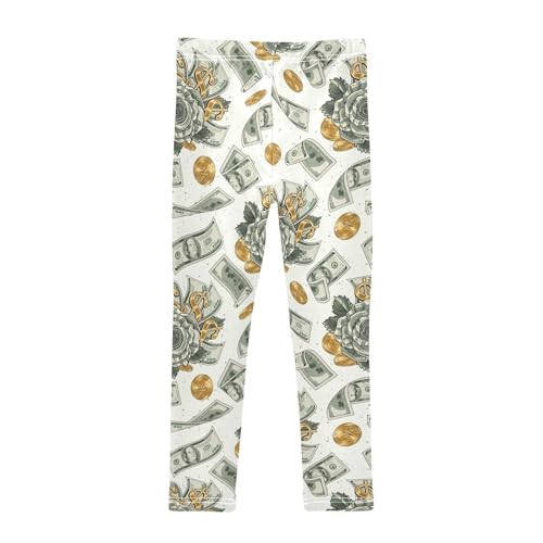 ZZKKO Girls Leggings Flying Falling Dollar Banknotes Toddler Girls Clothes Leggings for Girls Toddler Girls Leggings 3-4T2