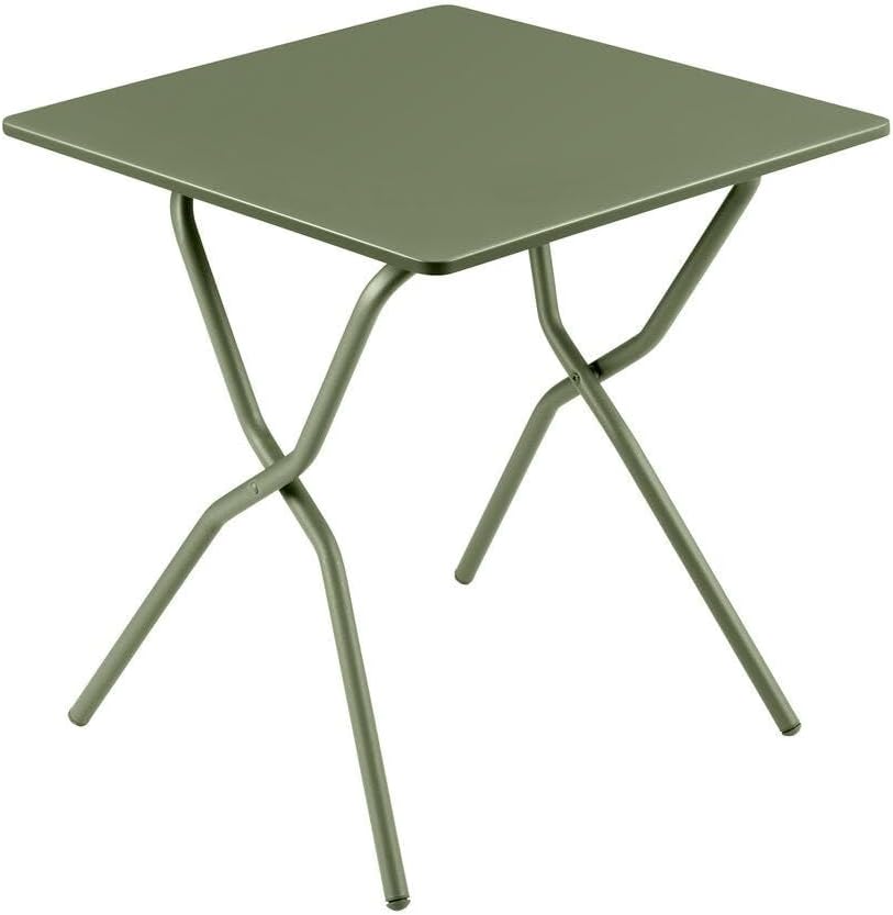 Lafuma Balcony II Colorblock Steel Compact Square Folding Multipurpose Accent Table for Outdoor Backyard Patios and Decks, Moss