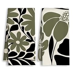 Abstract -Sage Green and Black Abstract Floral