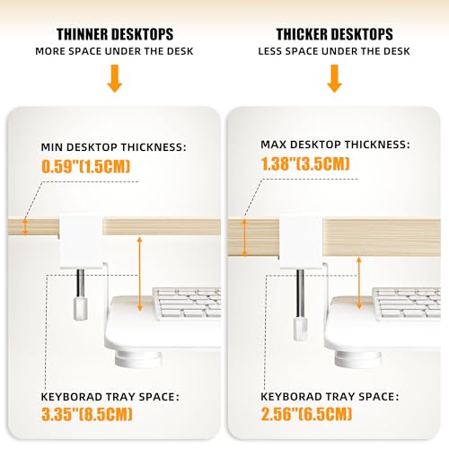 Image of ERGOMAKER Keyboard Tray Under Desk 65x30cm Slide-Out for Typing, White