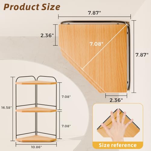 Image of 2 Pack Corner Bathroom Counter Organizer, 3-Tier Wood Countertop Organizer | Skincare Organizers for Vanity, Makeup Storage, Counter Corner Shelf for Kitchen, Bathroom, Dresser, Natural