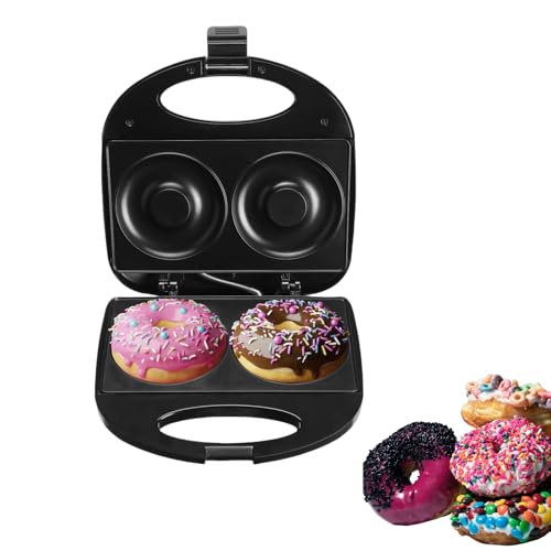 El Mejor Listado de Máquinas para hacer donuts favoritos de las personas. 47 Lifeeverkeep - Máquina para hacer mini donas de 2 agujeros, eléctrica, antiadherente, negro