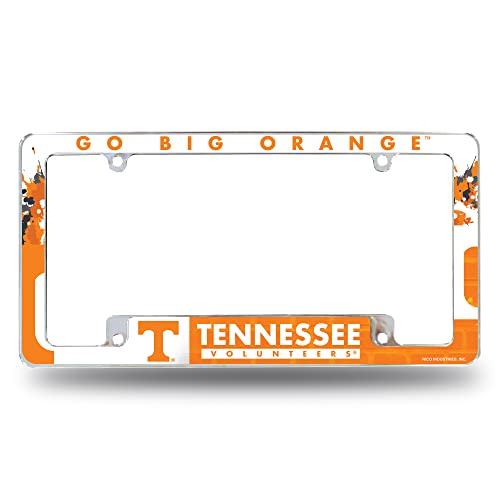 Rico Industries NCAA Tennessee Volunteers Primary 12 x 6 Chrome All Over Automotive License Plate Frame for Car/Truck/SUV