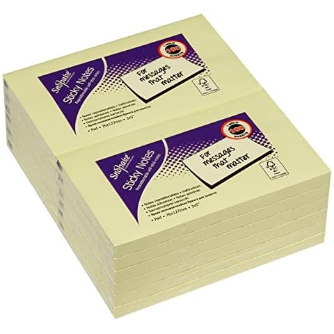 Snopake 127 x 76 mm Yellow Sticky Notes [Pack of 12, 100 Sheets per Pad] 12133 Cover