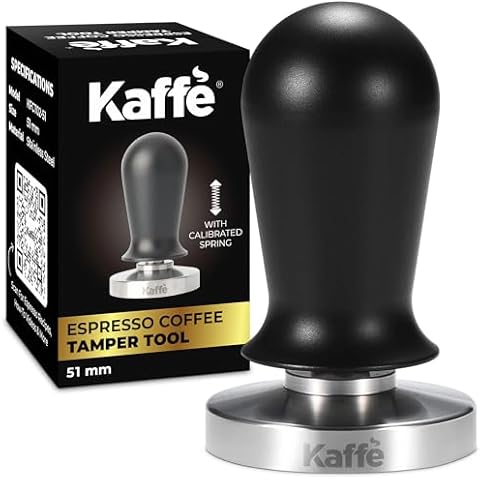Kaffe 51mm Stainless Steel Spring Loaded Espresso Tamper - Coffee Tamper w/Calibrated Spring - Premium Tamper Tool - Espresso Accessories for Barista - Ground Coffee Hand Tamper for Espresso Machine Cover