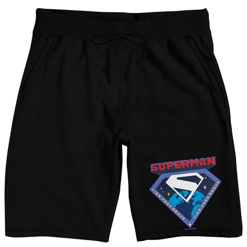 Superman 2025 View from Above Adult Black Sleep Pajama Shorts