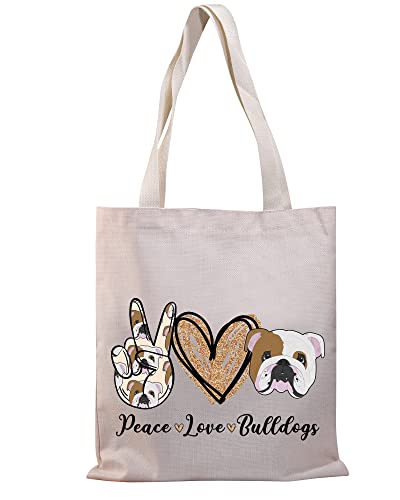 PLITI Borsa a tracolla in tela con bulldog inglese, da donna, idea regalo per mamma e bulldog, Bulldog della pace Tgu, medium