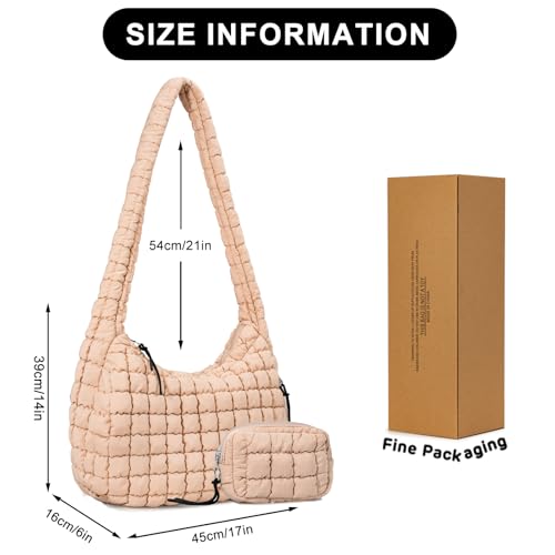 Image of GASSDA Puffer Tote Bag for Women Large Quilted Puffy Lightweight Carryall Crossbody Tote Bag for Women