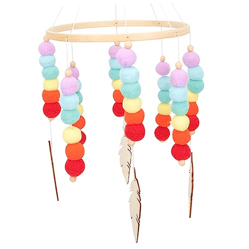 Milisten Carillon à Vent Suspendu Boules Pelucheuses Décoration Murale pour Chambre Garçon Fille Accessoire Photo Unique