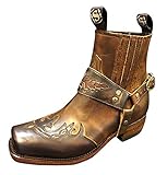  Sendra Cowboystiefel Bikerstiefelette Motoradstiefel Stiefelette 7811 Braun incl. Lederfett und Sendra Tragetasche (Numeric_38)