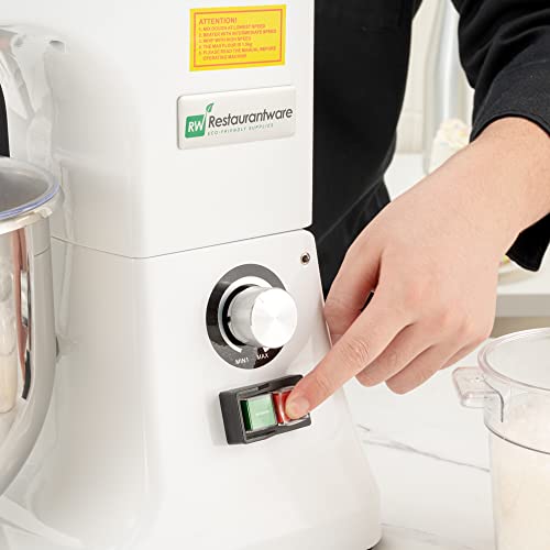 Hi Tek 5.3-Qt Electric Stand Mixer, 1 Tilt-Head Kitchen Mixer With Stand - Includes Dough Hook, Whisk, & Beater, 110V/60Hz, White Aluminum Stand Mixer, Up To 660 RPM - Restaurantware - Image 6