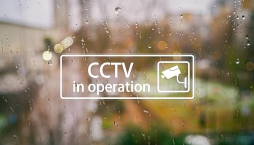 CCTV in Operation Sign Sticker,10 pcs Video Surveillance Sticker Self-Adhesive Small CCTV Stickers for Windows and Door (15x5cm 10pcs)