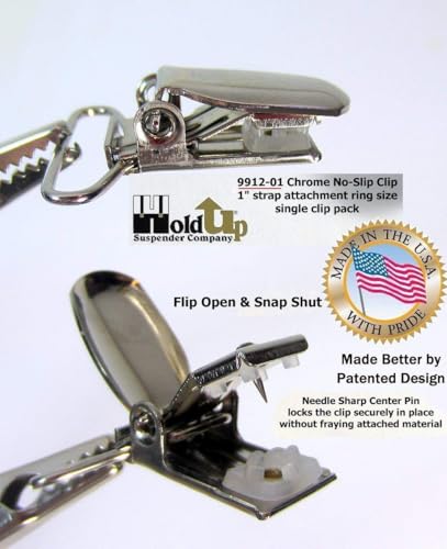 Image of Holdup Silver No-Slip replacement suspender patented clips (12, 1 1 /8)