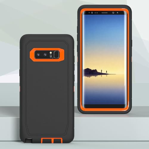 Image of Case for Galaxy Note 8, Heavy-Duty Tough Rugged Shockproof Drop Protective Cover Cases for Samsung Galaxy Note 8, Black+Orange