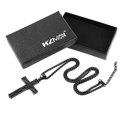 Hzman Men's Stainless Steel Infinity Celtic Cross Irish Knot Pendant Necklace, 22+2" Link Chain #TOP17