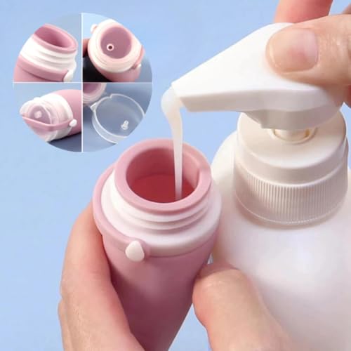 Kit 4 Frascos Silicone Reutilizáveis Recipientes Flexíveis Shampoo Condicionador Creme Loção Corpora