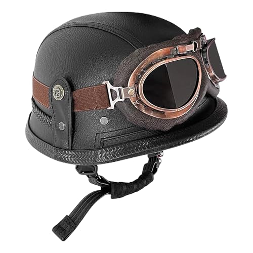 Casco Per Motociclo Stile Tedesco | Casco Mezzo Viso Retrò | Sicurezza Scooter Eleganti e Protezione Testa per Motociclo