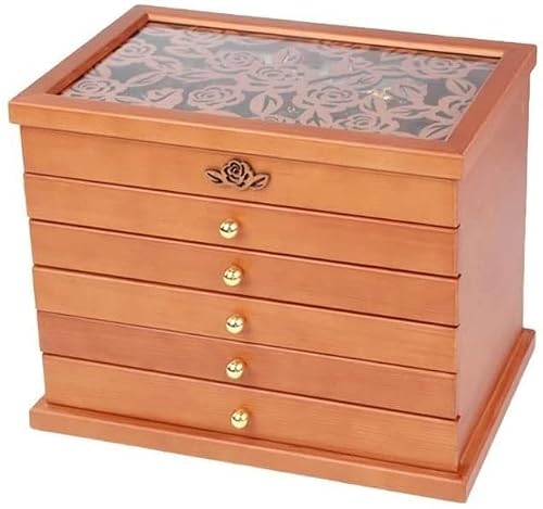 TIANQIHAO Creative Jewelry Box Storage Box Wooden Large Capacity Removable Display Cabinet With Glass Portable Jewelry Box Storage Earrings Necklace Bracelet