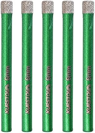 Porcelain Tile Diamond Drill Bits - Dry Diamond Hole Saw Set for Ceramic Marble Granite Stone,Diamond Core Drill Bit Kit Triangle Shank Fixed on Drills,No.K1(5pcs 6mm)