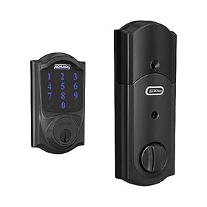 SCHLAGE BE469ZP CAM 622 Connect Smart Deadbolt with alarm with Camelot Trim in Matte Black, Z-Wave Plus enabled