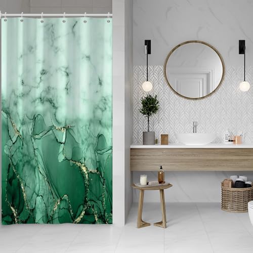 Uiiooazy Green Marble Stall Waterproof Shower Curtain 36x72 inches