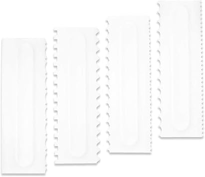 Cake Scraper Set of 4 Plastic Decorating Comb Cake Scraper Smooth Set Cake Edge Decorating Tools Cake Decorating Baking Tools Butter Cream Cake Edge Decorating Tools Decoration DIY Pastry Tools Patissier Serrated