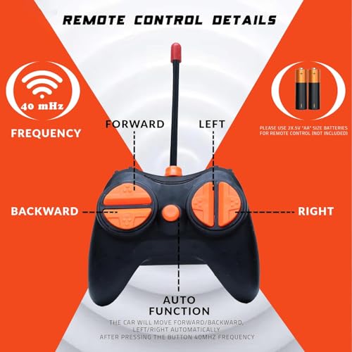 Image of The Flyers Bay Unbreakable Rechargeable 360 Rotating & Rolling Small Stunt Car Toy with USB Cable & Remote Controller | Red Color, Power Source: Lithium Battery in Car (Included) (Orange)