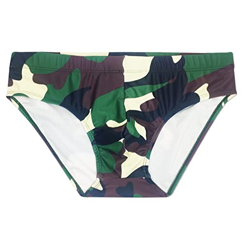 Mens Low Rise Cheeky Underwear Camo Bikini Bottom Drawstring Swim Briefs Quick Dry Pouch Underwear Swimsuit Bathing Suit Polyester Printed Swimwear Undies #TOP4