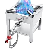 GasOne Stainless Steel Propane Burner Cooker With Regulator with Steel Braided Hose For Outdoor Cooking, Turkey Fry