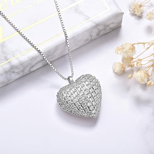 925 Sterling Silver Cremation Jewelry CZ Heart Teardrop Urn Necklace for Ashes Jewelry Gifts for Women3