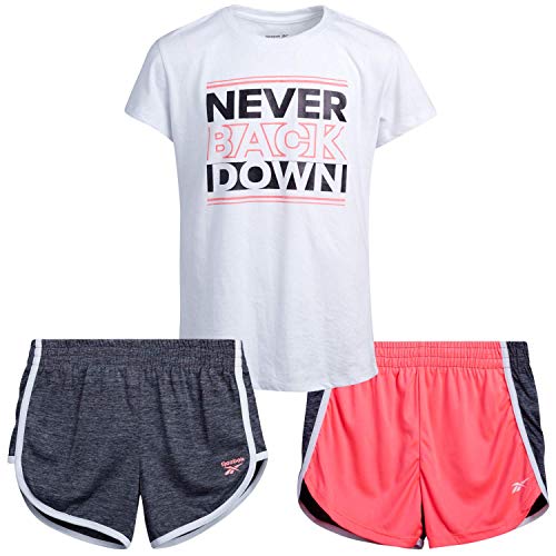Reebok Girls' Activewear Set - Short Sleeve Performance T-Shirt and Gym Shorts Kids Clothing Set (3