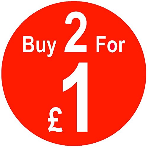 Price Stickers Buy 2 for £1 Stickers - 45mm - 500