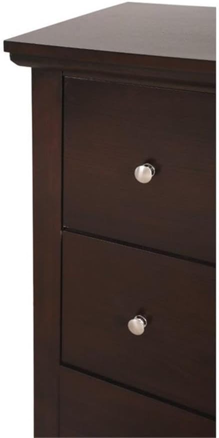 BOWERY HILL Transitional 6 Drawer Dresser, Espresso Finish, 59" W x 16" D x 36" H, Double Dresser with Dovetailed Drawers, Metal Hardware, Assembled Bedroom Storage Furniture for Home