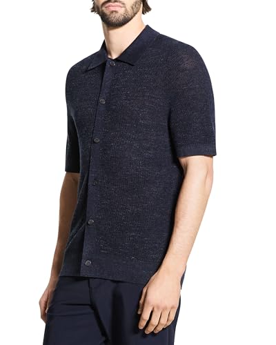 Theory Men's Short Sleeve Button Down in Pacific Linen2