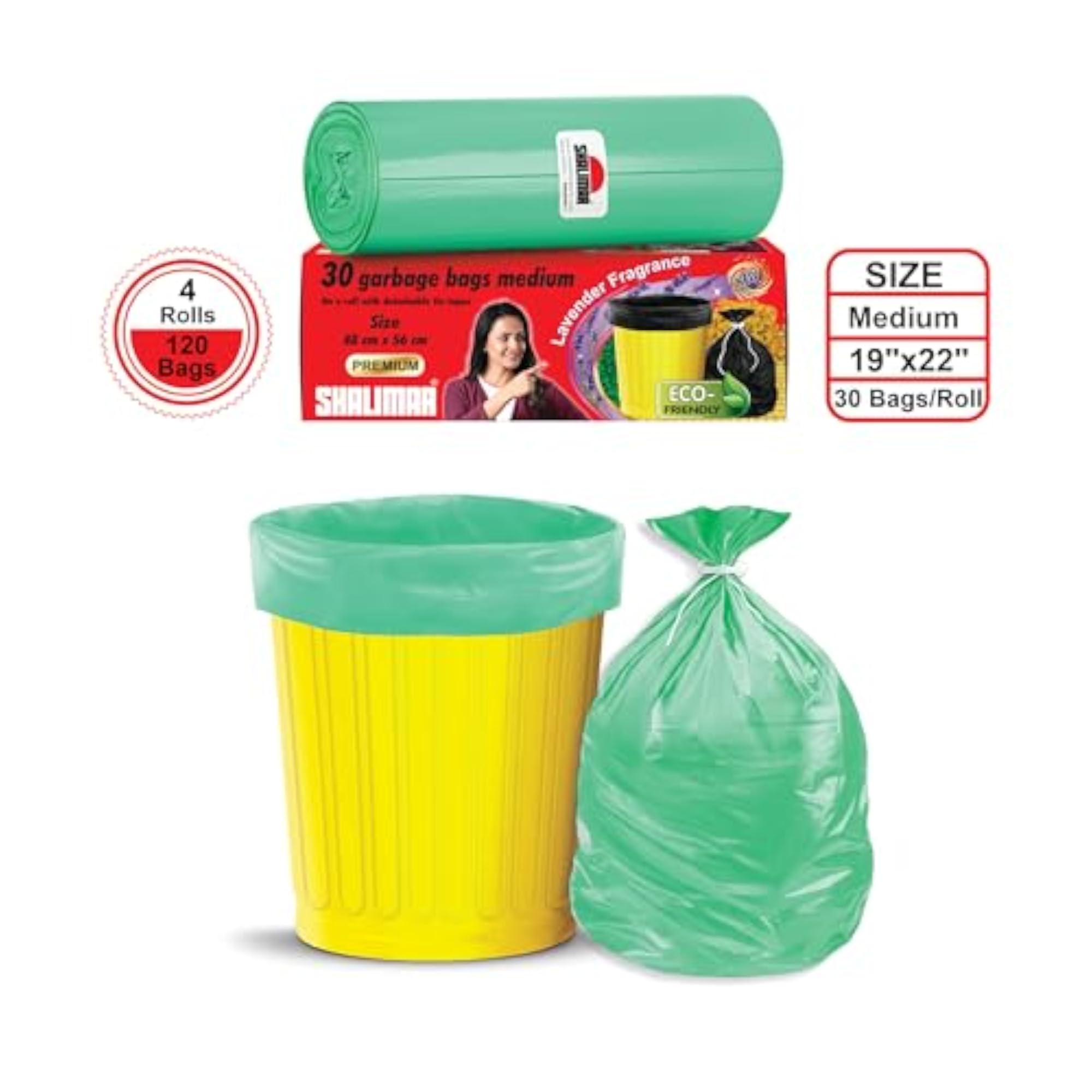 Premium Scented Garbage Bags Medium 19 x 21 Inches, 120 Bags