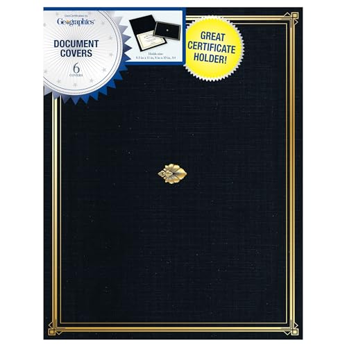 Geographics Classic Linen Certificate/Document Covers, 12.5” x 9.75”, Black (6 Pack) Geographics Classic Linen Certificate/Document Covers, 12.5” x 9.75”, Black (6 Pack)