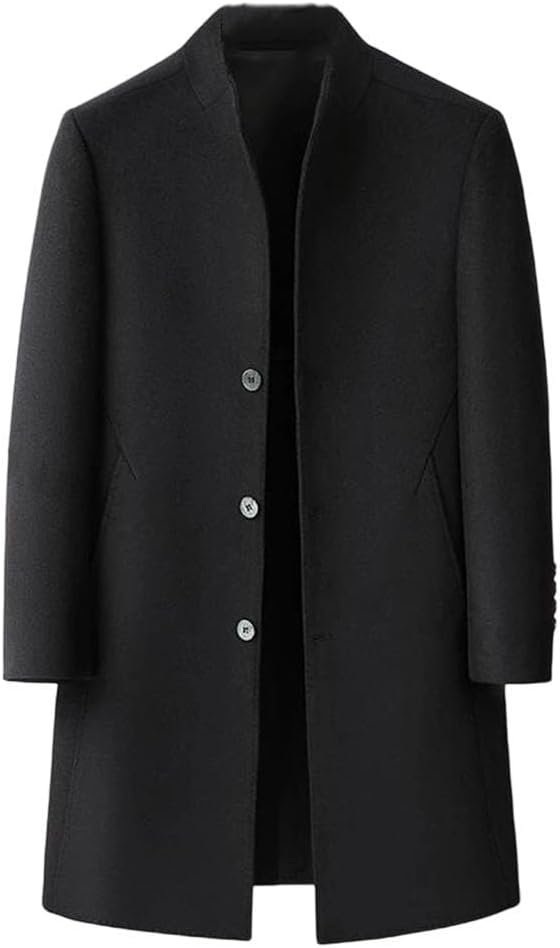 Men's Winter Wool Coat Men Long Warm Single Breasted Woolen Trench Jackets