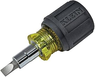 Klein Tools 32561 Multi-Bit Screwdriver / Nut Driver, 6-in-1 Stubby Screwdriver with 2